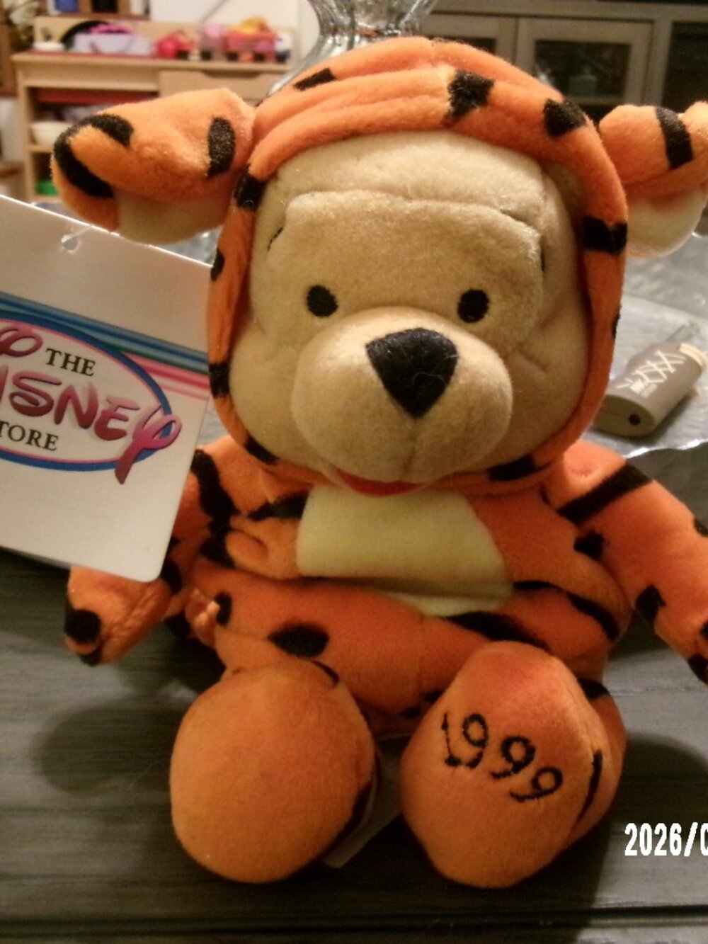 Vintage 1999 Disney Store Winnie the Pooh as Tigger Bean Bag Plush 8” Stuffed